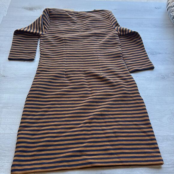 BODEN Bronte Ottoman Dress Ochre Navy Stripe size 6 NWT - Picture 7 of 7